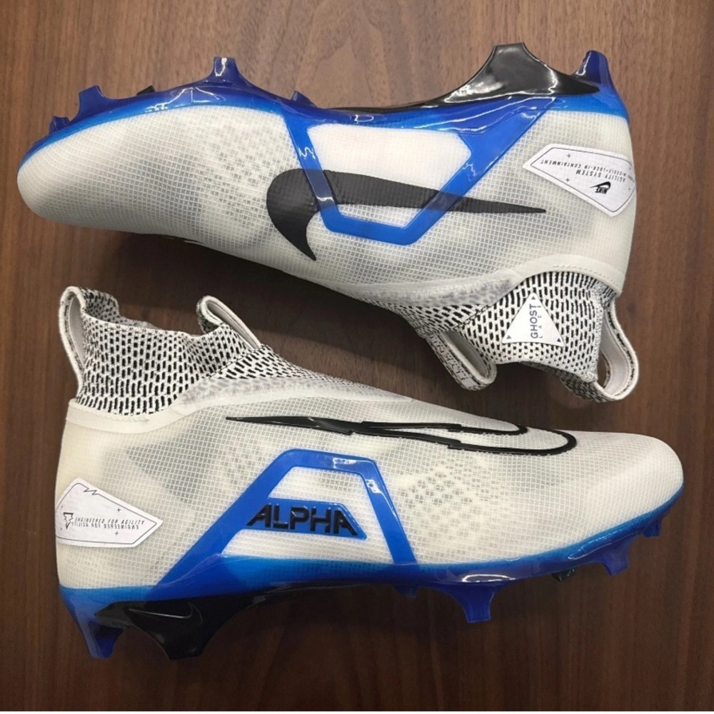 Nike Men’s Alpha Menace Elite 3 White/Royal Football Cleats DM1792-106 Size 12.5